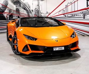 Lamborghini Huracan Evo Spyder Orange 2021 for rent in Dubai
