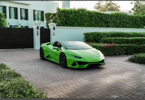 Lamborghini Huracan Evo Spyder Green 2021 for rent Dubai