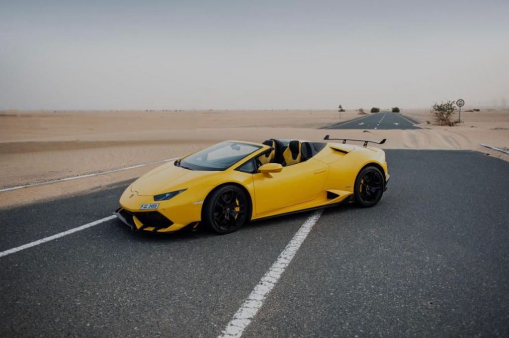 Lamborghini Huracan Spyder Yellow 2019 for rent Dubai