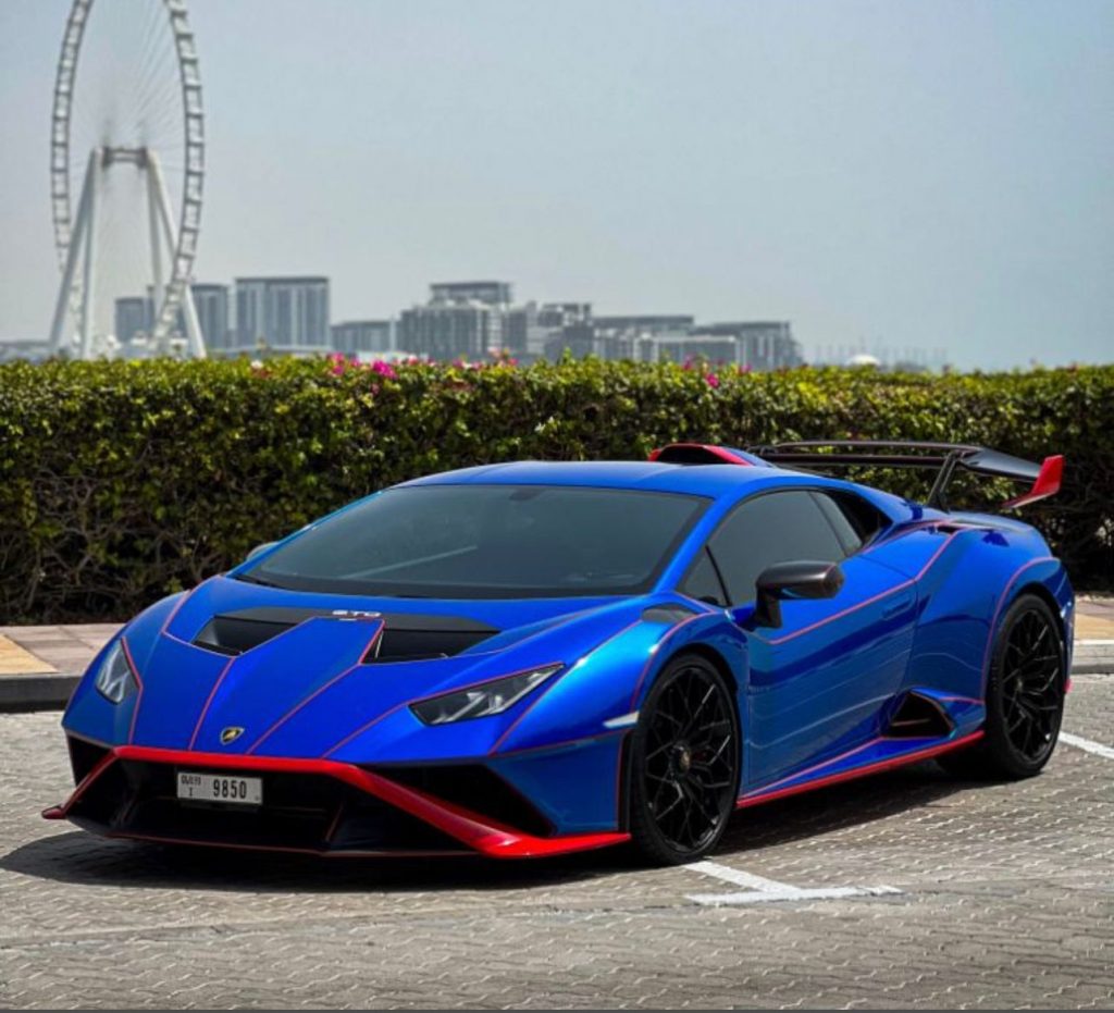 Lamborghini Huracan STO Royal Blue 2022 for rent Dubai